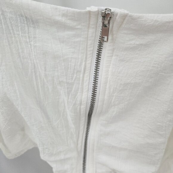 Hyfve White Rayon Cut Out Back Zipper Crop Top Size Medium - Picture 4 of 14